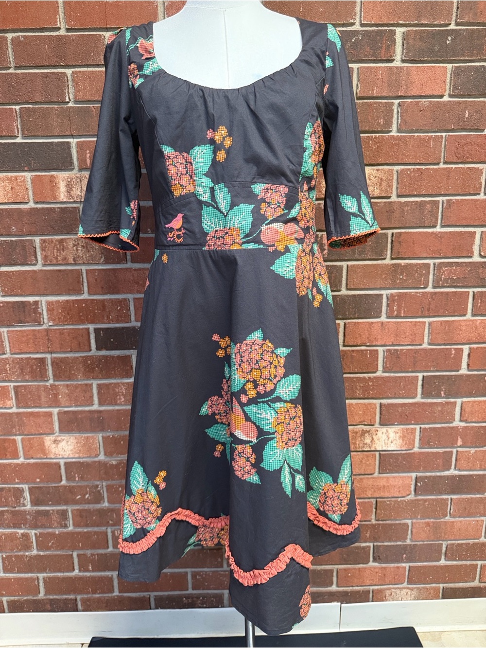 Blutsgeschwister Rare Floral & Bird Print Dress Size Large